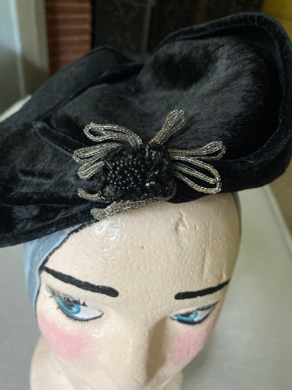 Vintage 1940'S Balck Formal Fascinator Hat, Cap W… - image 2