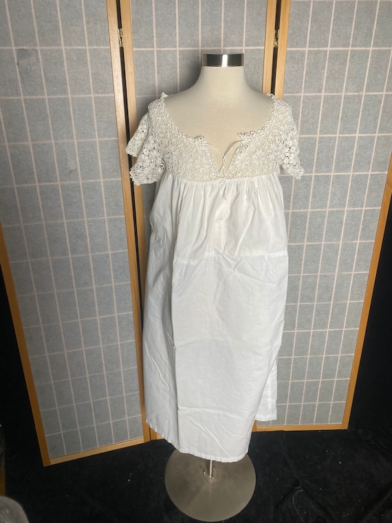 Vintage antique 1910’s white cotton crochet night… - image 2