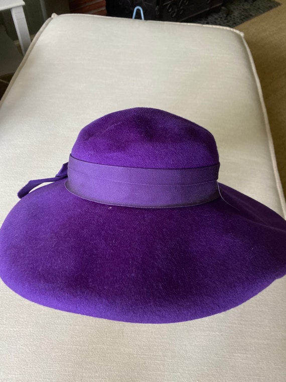 Vintage 1960's Purple Wool Felt Wilshire Wide Bri… - image 4