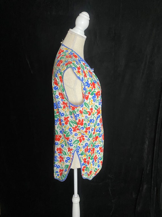 Vintage 1960’s primary color floral chore vest, c… - image 6