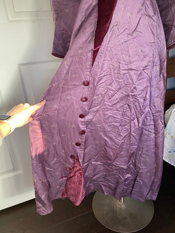 Fabulous antique 1900s 1910s purple silk dress wi… - image 3
