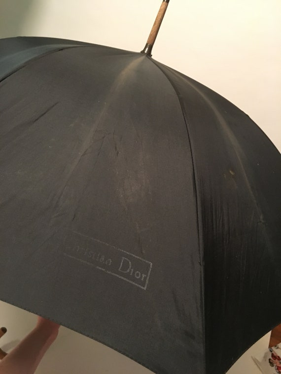 Vintage Black and Wooden Christian Dior Umbrella - image 3