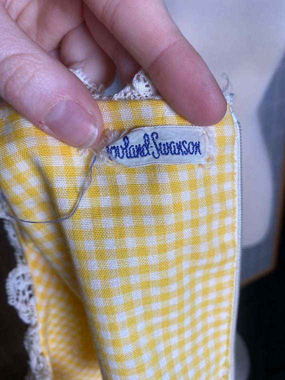 Vintage 1970’s yellow and white gingham romper, p… - image 8