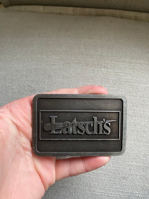 Vintage 1980's Latsch's Dark Silver Belt Buckle - image 4