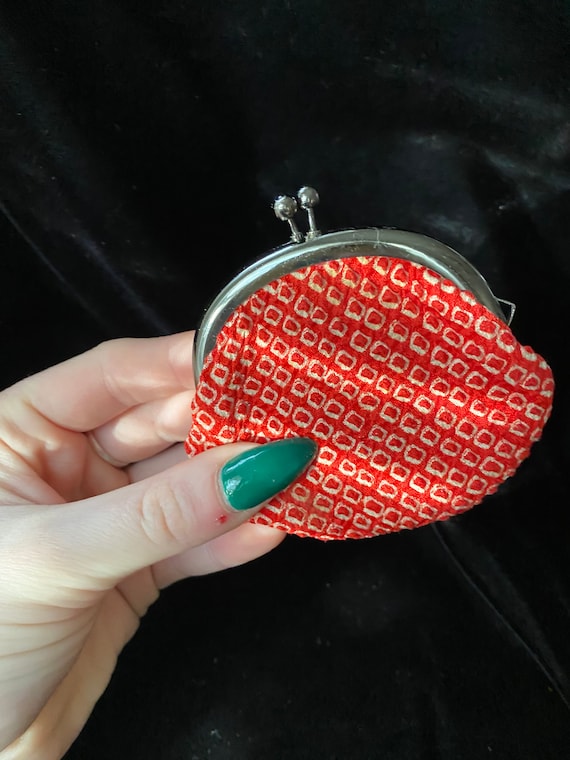 Vintage 1960 1970 Red and White Soft Coin Purse - image 2