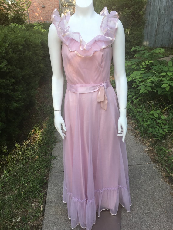 Vintage 1970's Pink Bridesmaid Dress - image 1