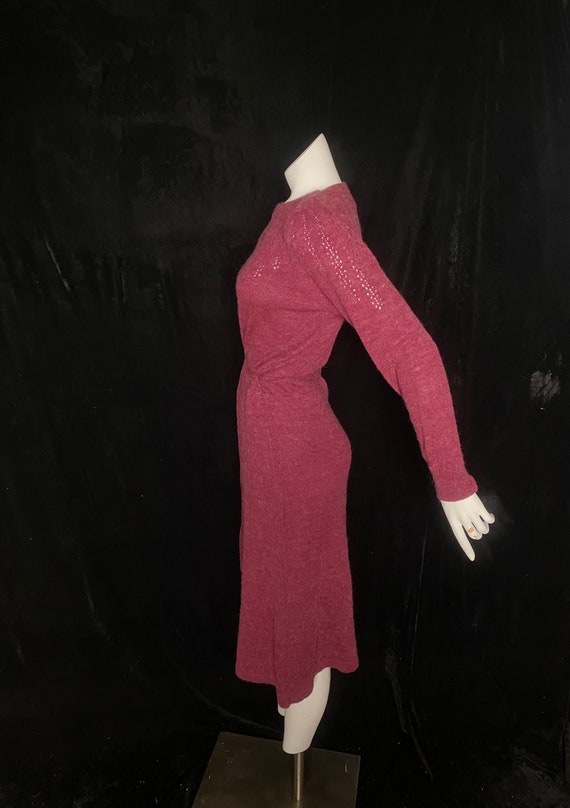Vintage 1960’s 1970’s raspberry red knit dress wi… - image 6