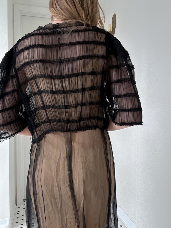 Vintage 1930’s 40’s sheer black gown, dress size … - image 8