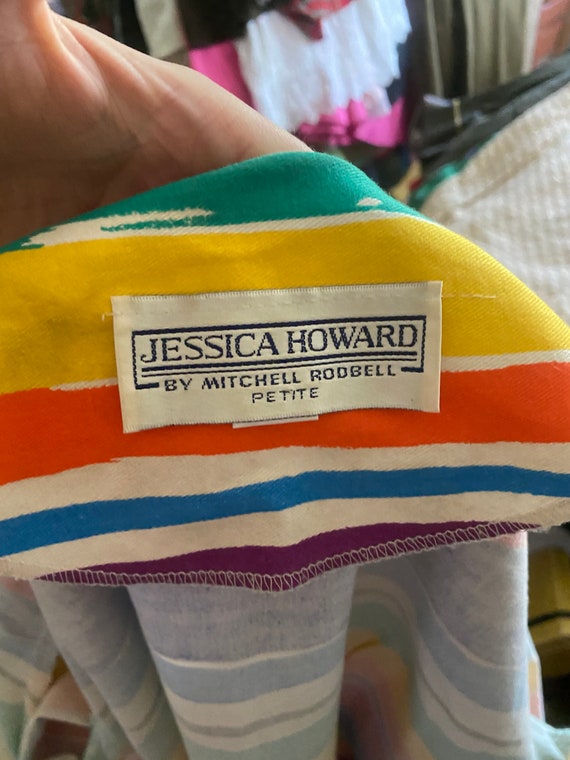 Vintage 1980's RAinbow Stripe Jessica Howard Shor… - image 5