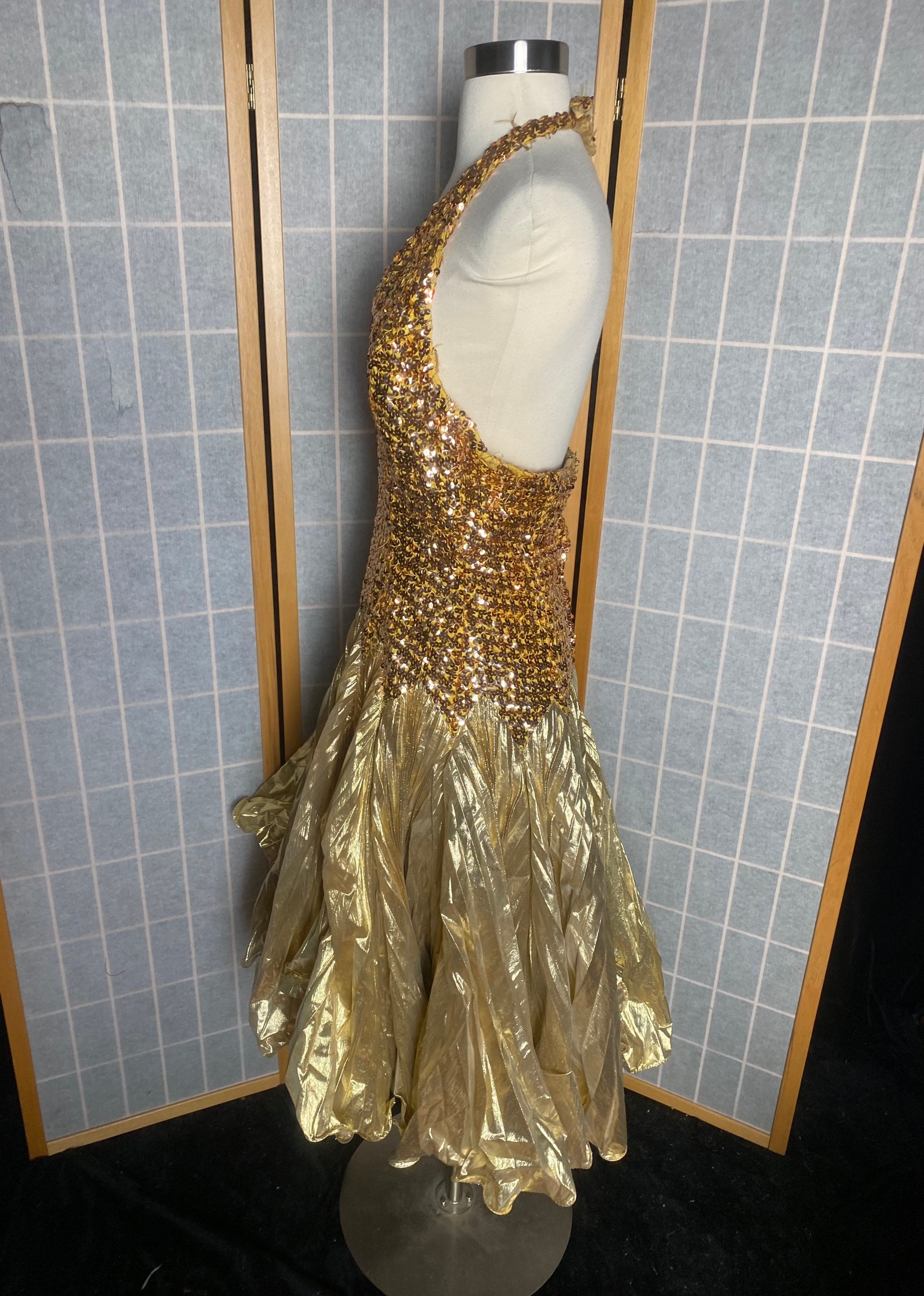 haute hippie gold sequin dress Sun Disk High Neck Sequin Gown S main image 1