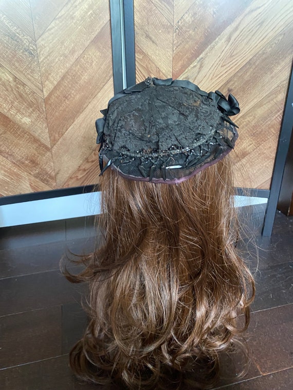 Antique 1910’s black lace structural hat, fascina… - image 4