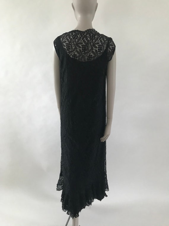 Vintage Late 1920s Early 1930s Black Lace Dress w… - image 7