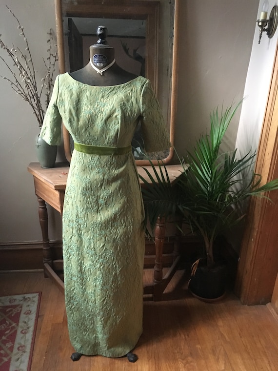 Vintage Green and Blue Brocade/Tapestry Dress
