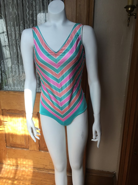 Vintage 1980's Pastel Avon Fashions One-piece Swi… - image 1