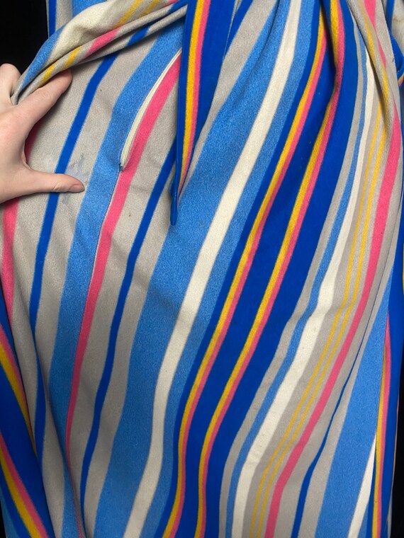 Vintage 1970’s colorful stripe fuzzy onesie robe,… - image 4