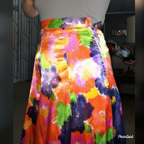 Vintage 1950's 1960's Rainbow Colorful Midi Skirt… - image 3