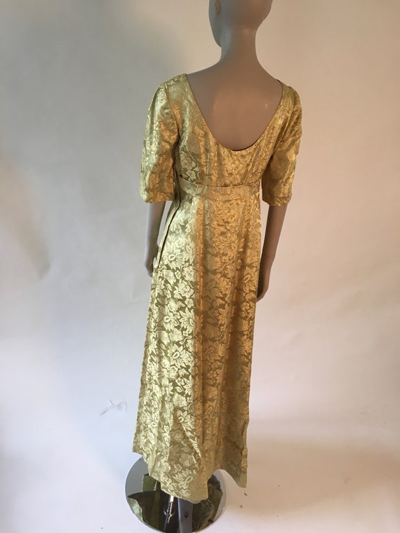 Vintage 1960's Gold Floral Brocade Formal Gown, D… - image 6