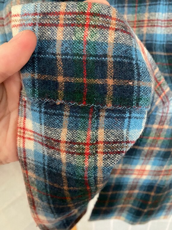 Vintage 1960’s 1970’s blue plaid wool skirt - image 4