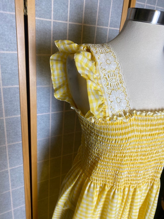 Vintage 1970’s yellow and white gingham sun dress… - image 3