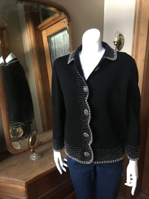 Vintage Black Knit and Beaded Sweater