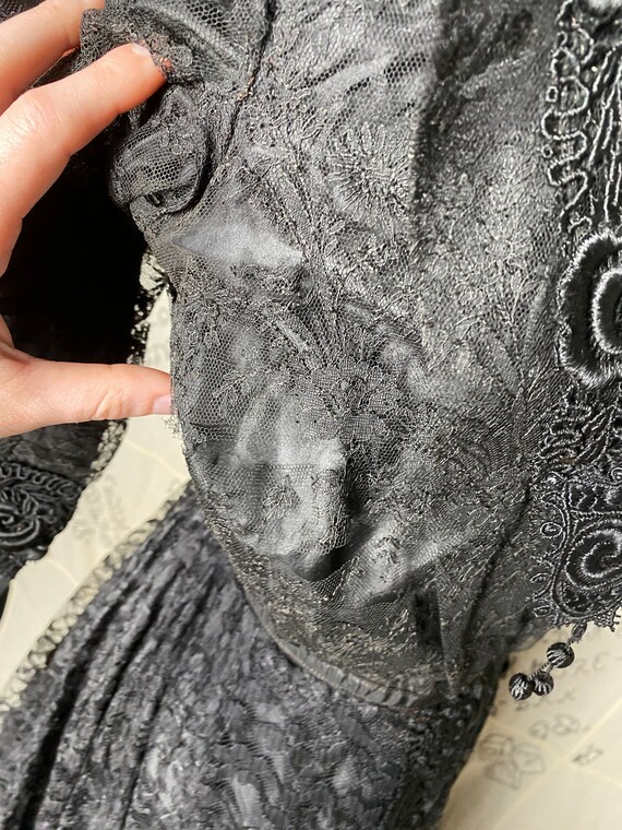 silver and black lace dress Glamorous Black and Silver Beaded V-Neck Gown With Lace-Up Back