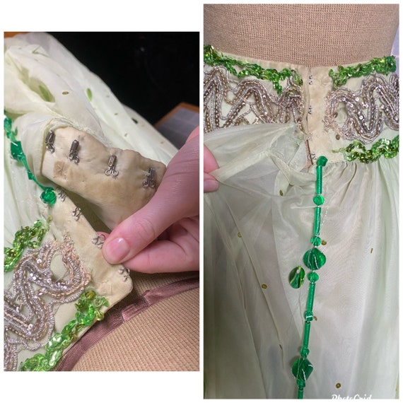 Vintage 1950’s green belly dancer costume skirt, … - image 8