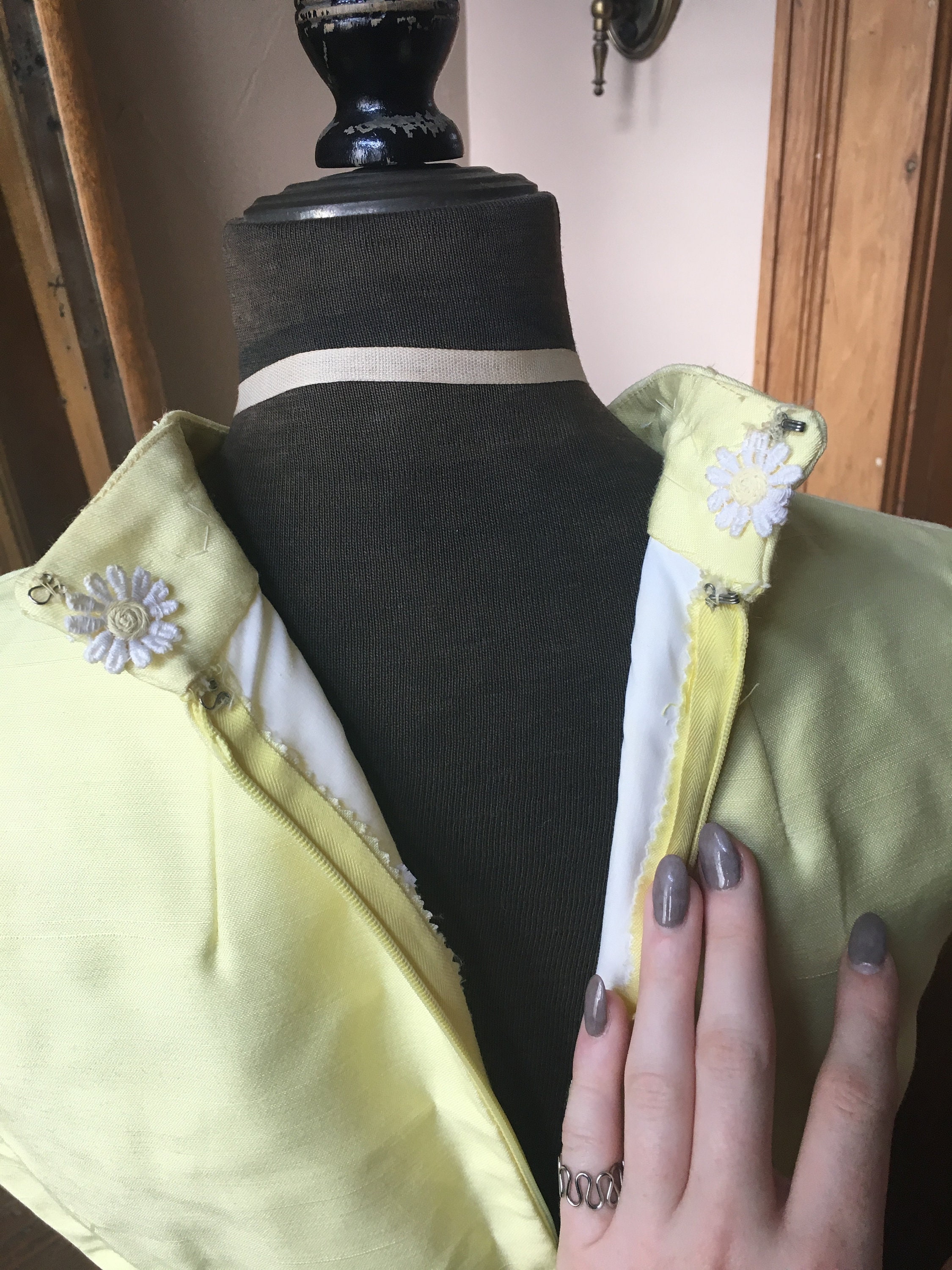 Vintage Yellow Maxi Daisy Flower Dress Etsy