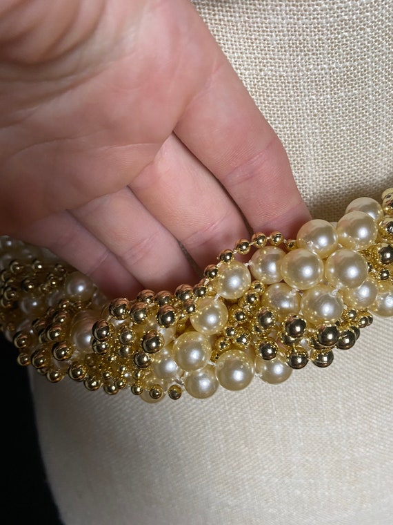 Vintage 1980’s white and gold chunky beaded belt - image 2