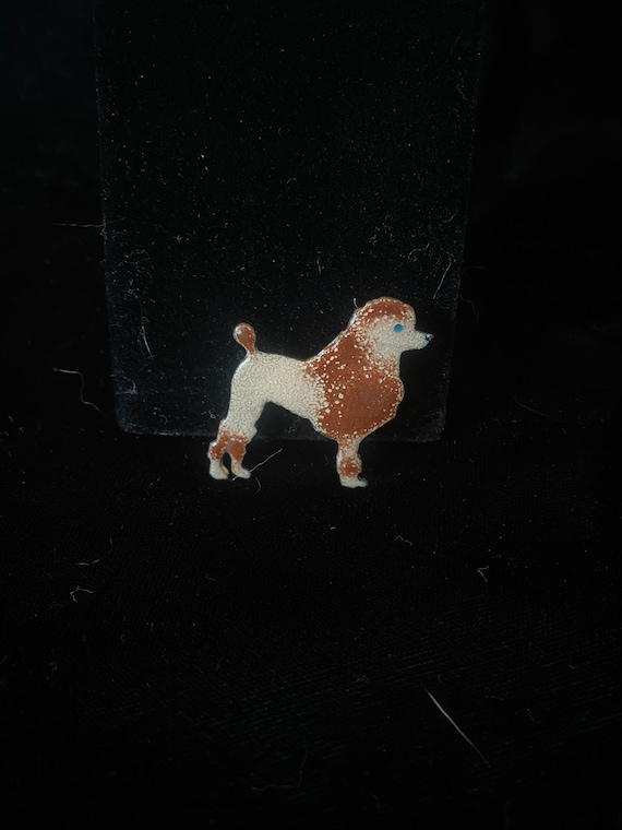 Vintage 1980’s copper and enamel poodle dog pin, b