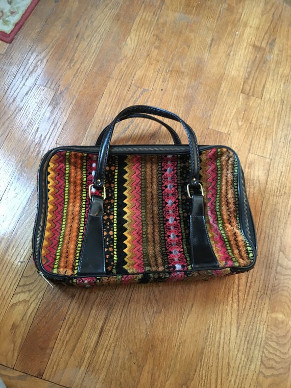 Vintage Incredible Fuzzy Colorful Rectangle Bag - image 1