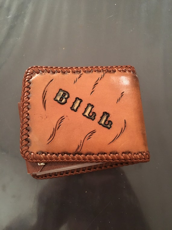 Vintage Brown Pleather Wallet - Fishing, Bill, To… - image 3