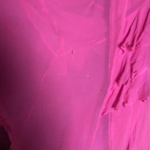 Vintage 1930s hot pink silk sheer chiffon dress with ruffle skirt, size xxs image 6