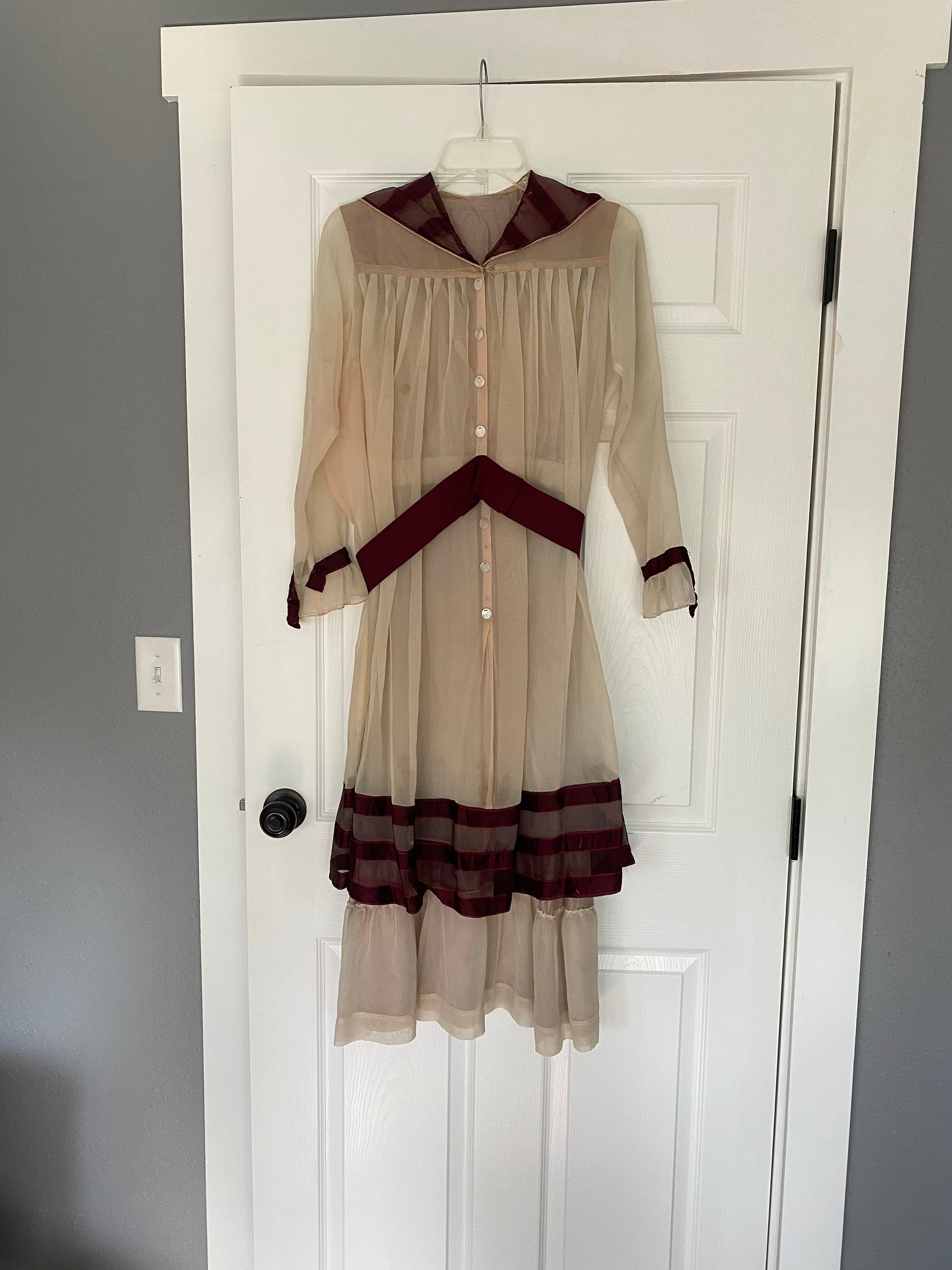Antique 1900s White and Purple Sheer Silk Dress, Size Xs - Etsy