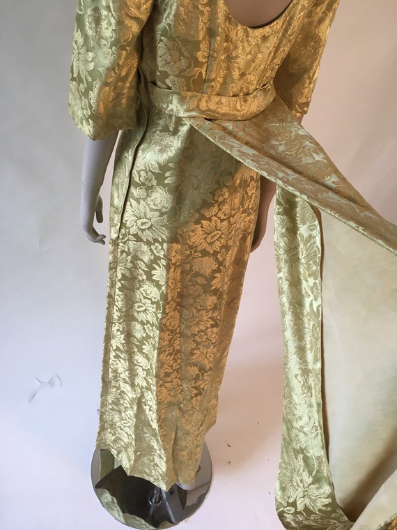 Vintage 1960's Gold Floral Brocade Formal Gown, D… - image 8