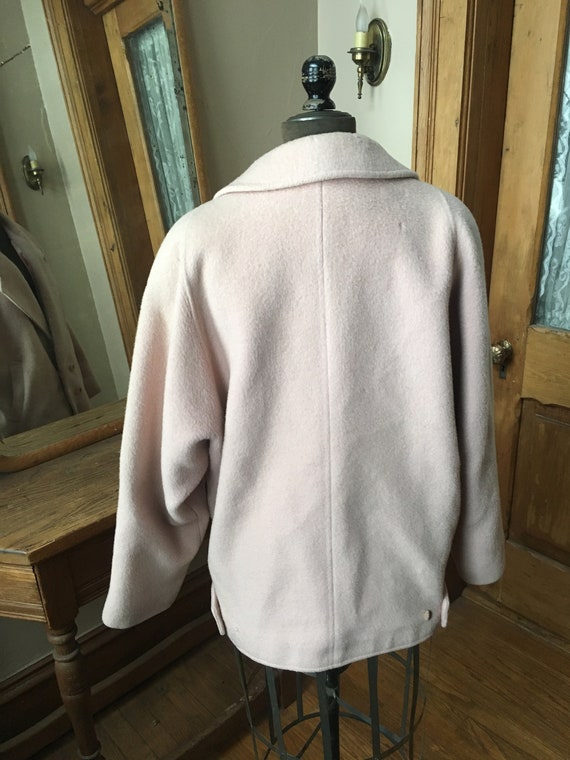 Vintage 1980 Light Pink Double Breasted Wool Coat… - image 5