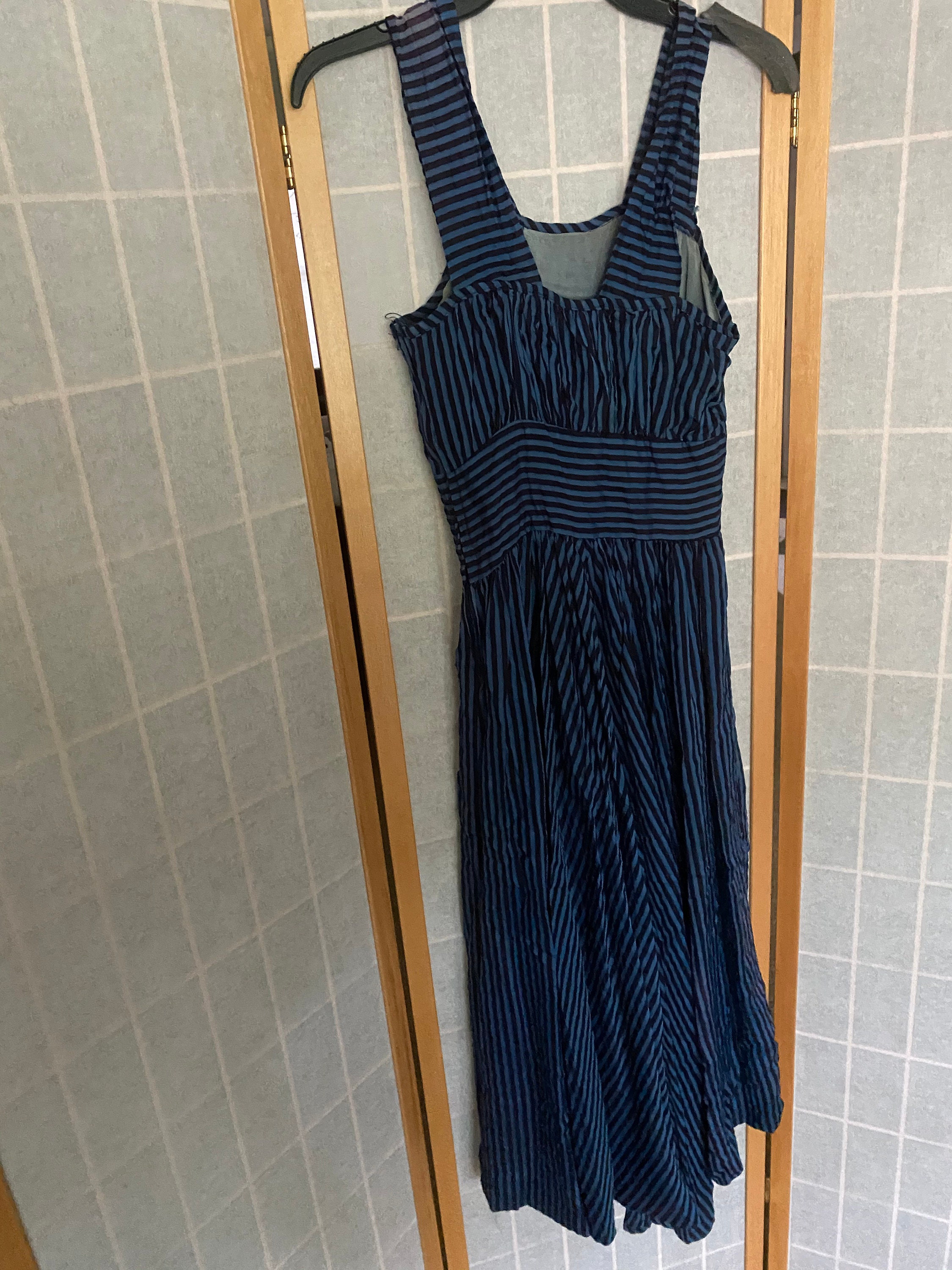 Vintage 1950's Black and Blue Striped Sun Dress Size XS - Etsy
