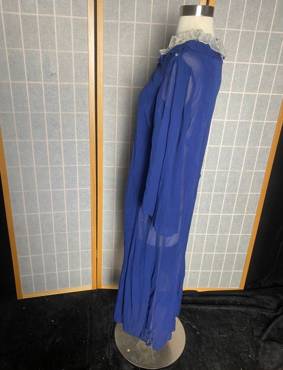 Vintage 1930’s 1940’s blue sheer silk long sleeve… - image 6
