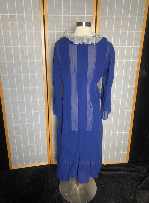Vintage 1930’s 1940’s blue sheer silk long sleeve… - image 9