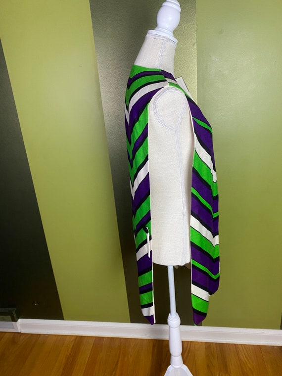 Vintage 1960’s green, purple and white stripe ope… - image 6