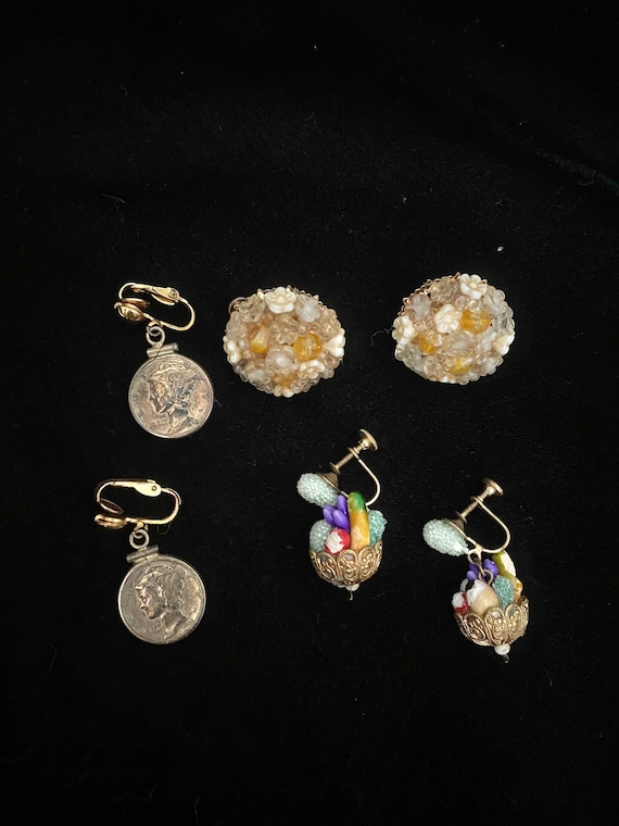 Three sets of vintage clip on and screw back earri