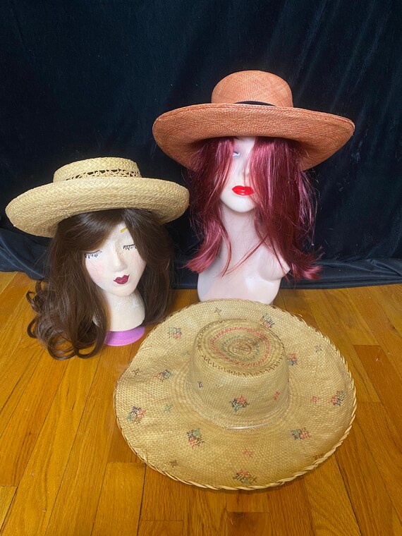 Lot of 3 Vintage Straw Sun Hats - Etsy display picture 2