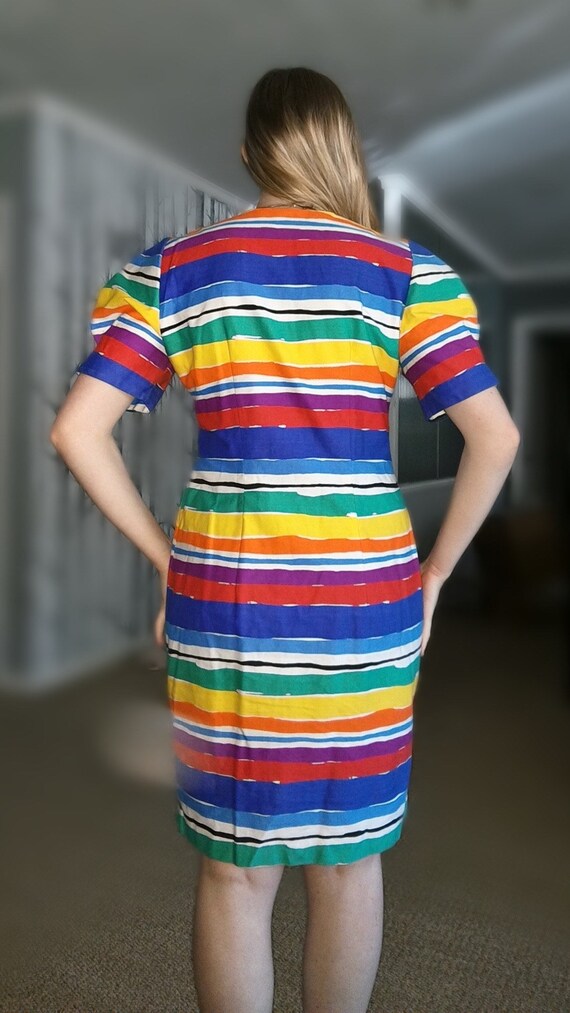 Vintage 1980's RAinbow Stripe Jessica Howard Shor… - image 3