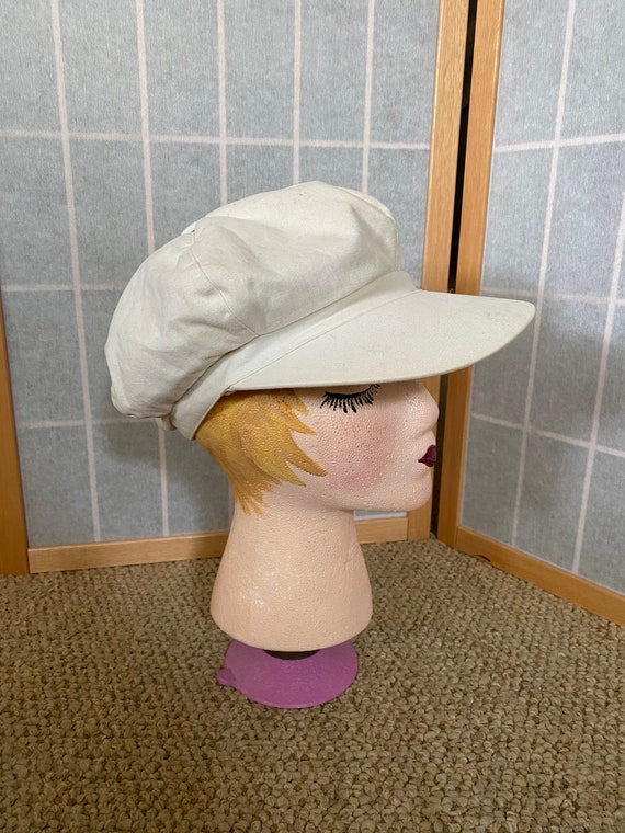 Vintage 1980’s cream white funky newsboy cap - image 1