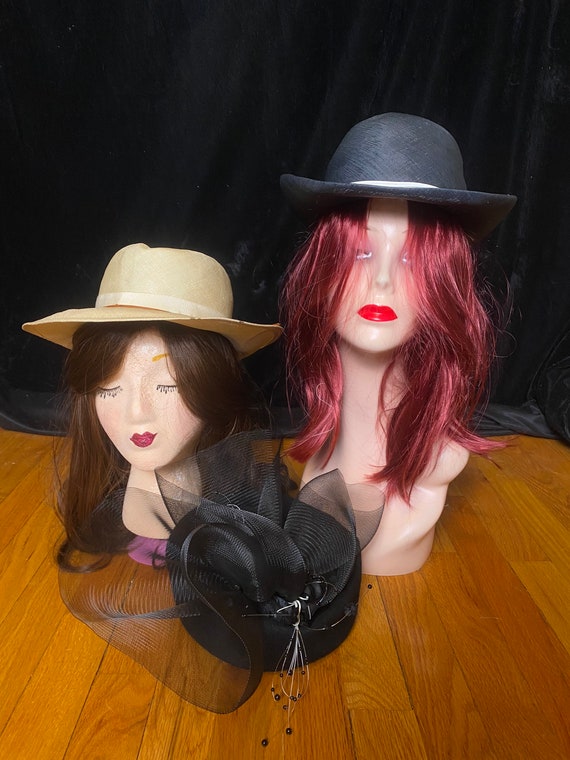Vintage lot of 3 hats, Irene of New York straw hats