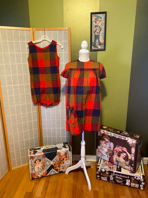 Vintage 1960’s colorful plaid dres and matching pl