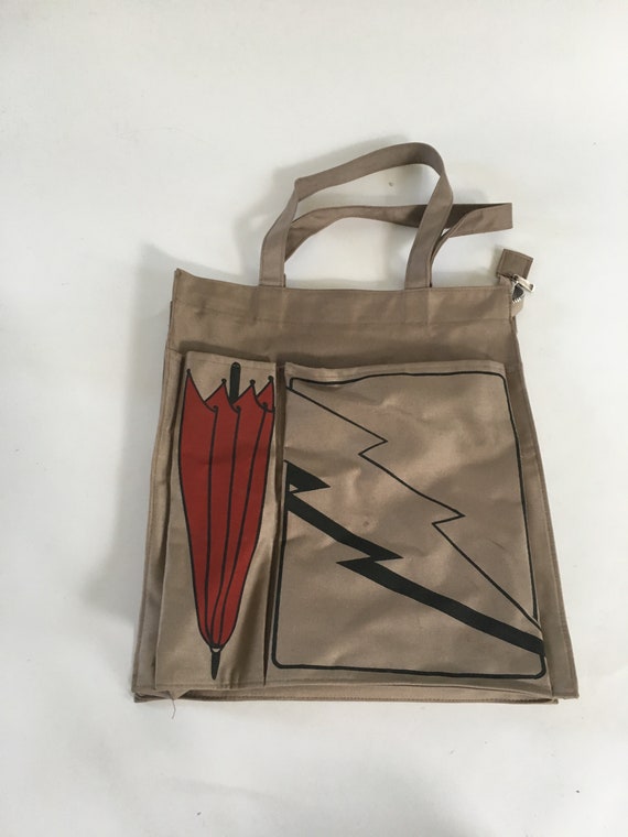 Vintage 1970's Tan Shoulder Bag with Umbrella Pouc