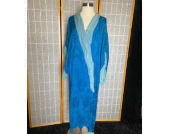 Vintage antik 1920er zweifarbige blaue Robe, Größe groß