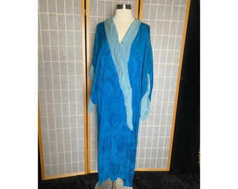 Vintage antique 1920’s two tone blue dressing robe, size large