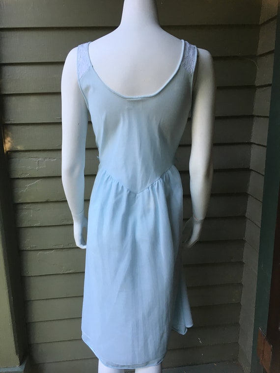 Vintage 1960's Pale Blue Nightie with lace and rh… - image 3
