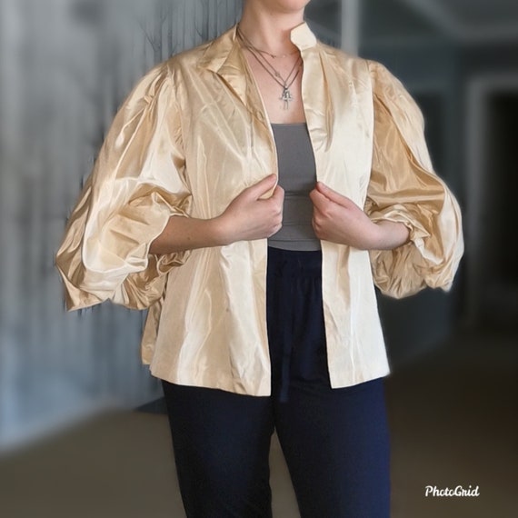Vintage 1930's 1940's Cream Satin Blouse With Big